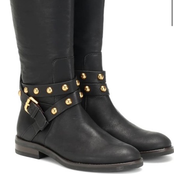 Sold 🎈SEE BY CHLOE Black Janis Studded Tall Leather Boots - Picture 2 of 10